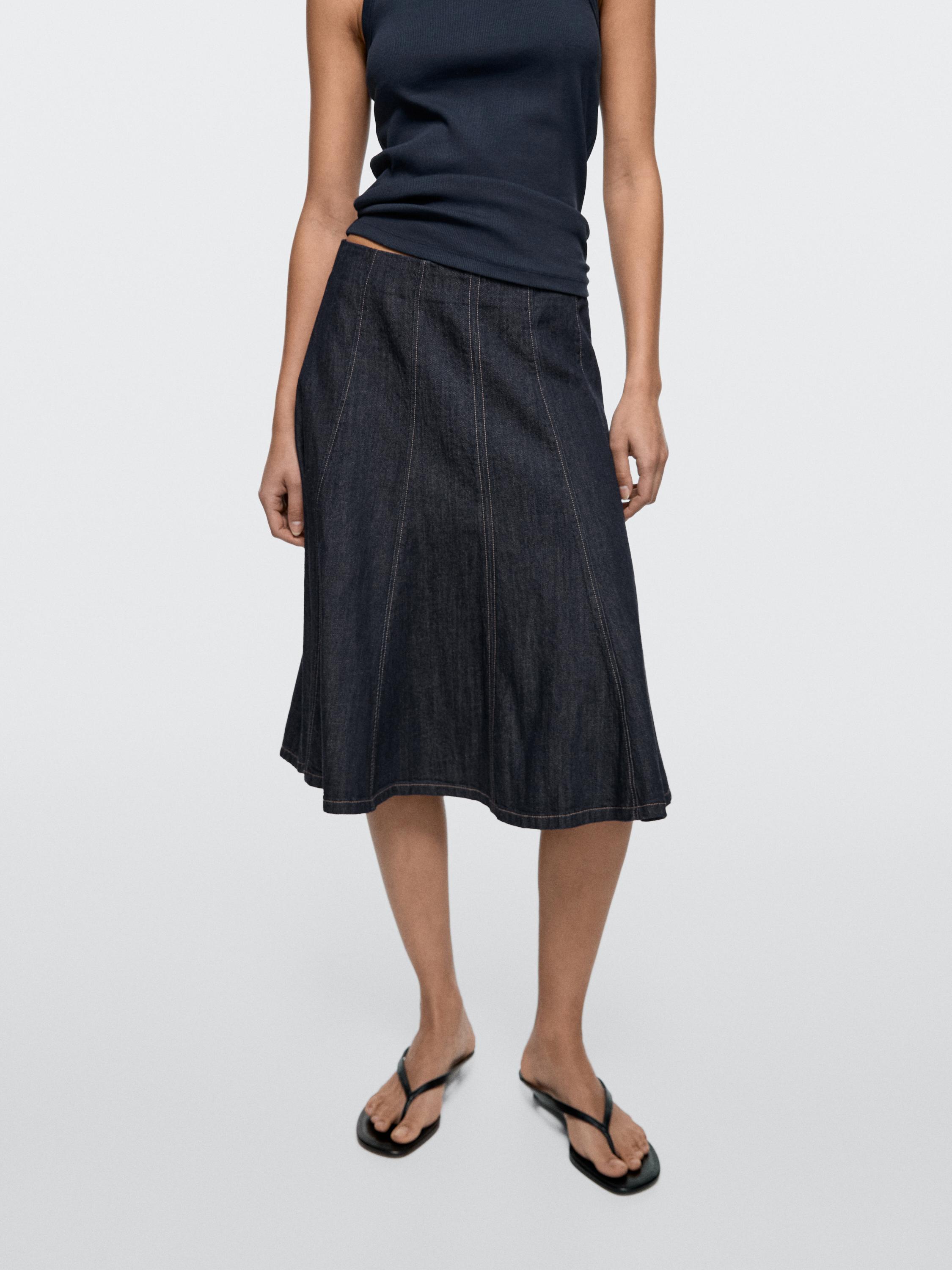 Jupe midi denim à godets
